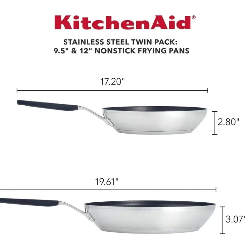 KitchenAid Stainless Steel Non-Stick Frying‎ Pan/Skillet Cookware Set